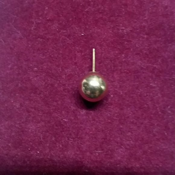 14K Gold Ball Stud Single Earring, Plus 14K Back - Picture 4 of 13